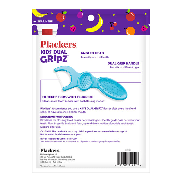 Plackers Kids Dental Flossers with Fluoride 75 PCS