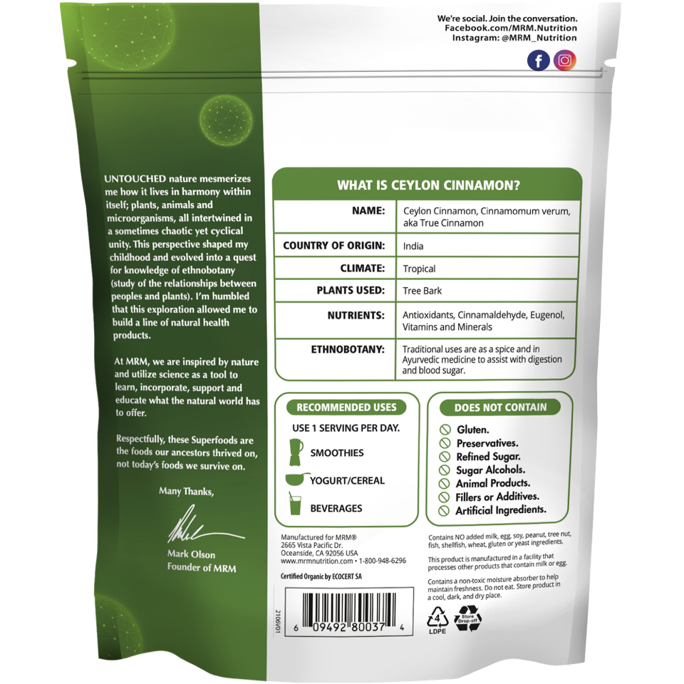 Superfoods Organic Ceylon Cinnamon Powder 113G